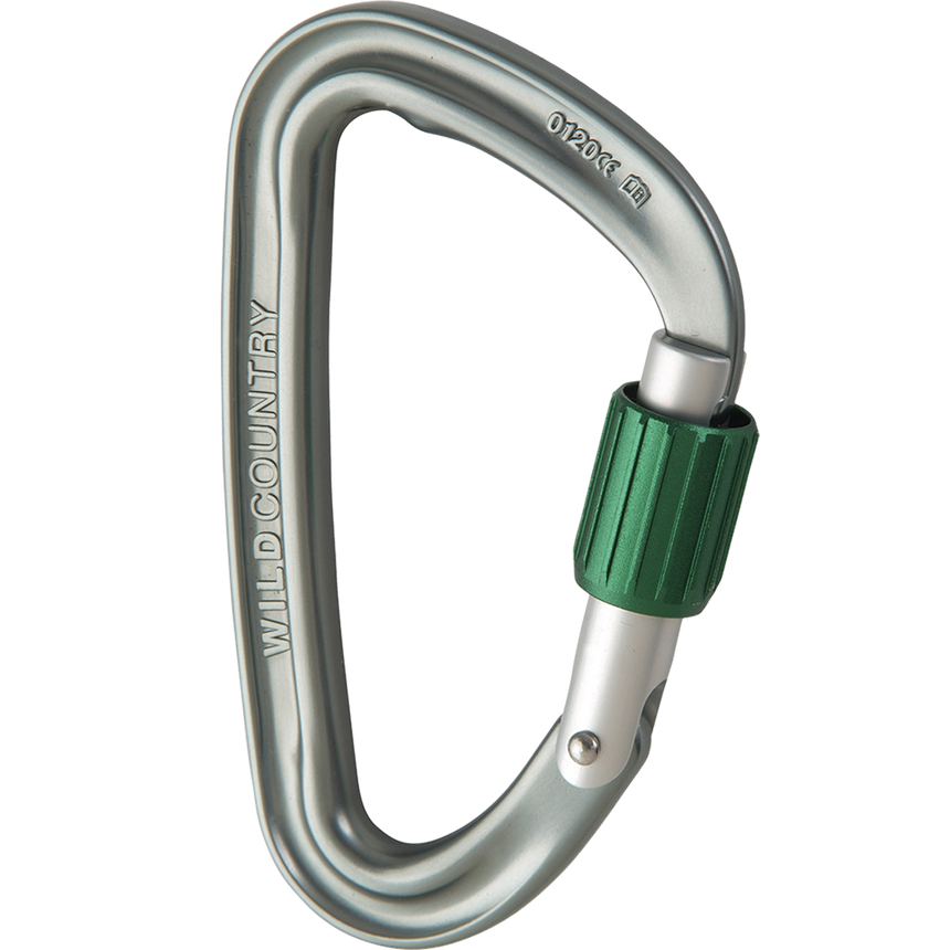 Wild Country Climbing EOS Screwgate Carabiner Outdoor Action Gunmetal/Green - Side