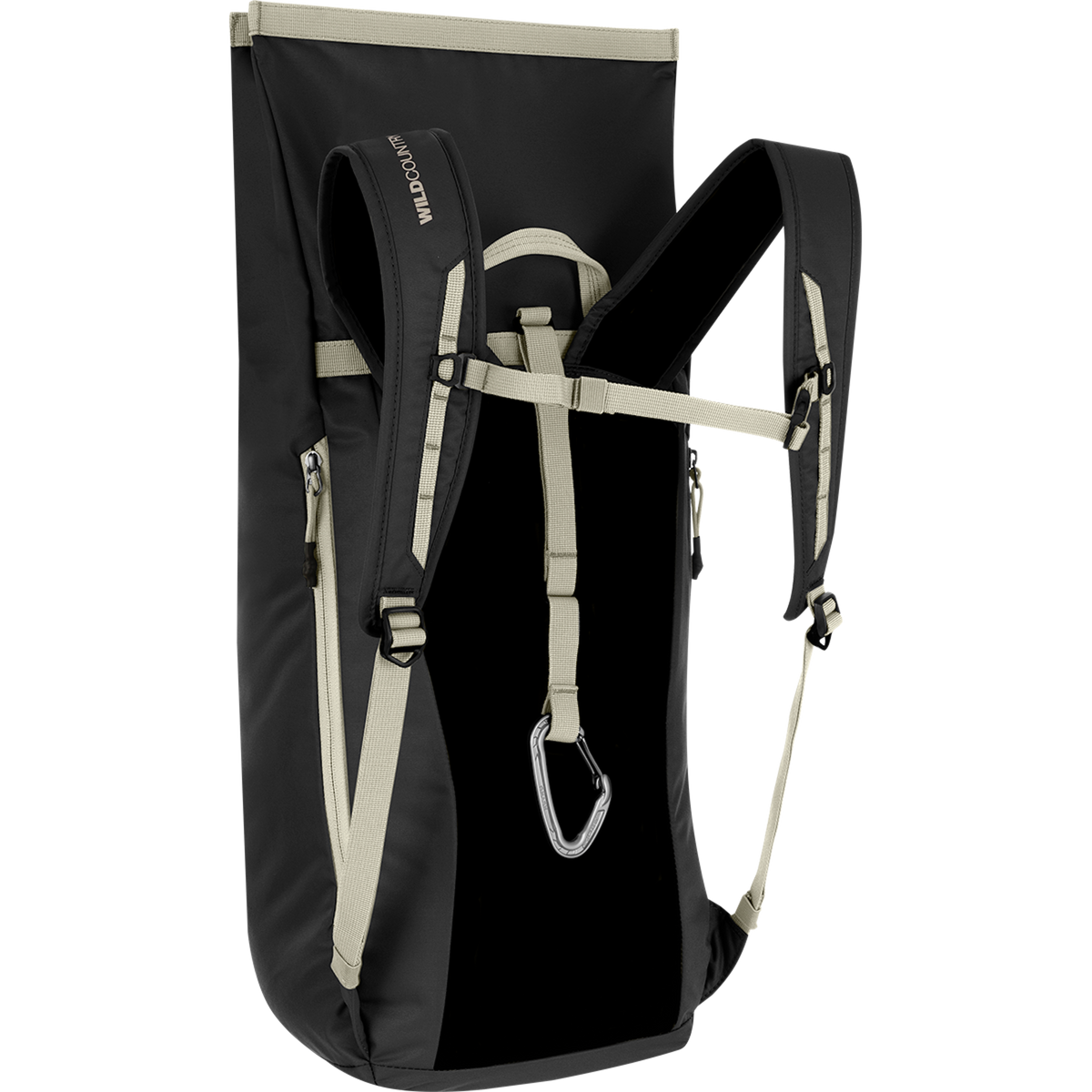 Wild Country Climbing Flow Back Pack - back left angle view roll top onyx