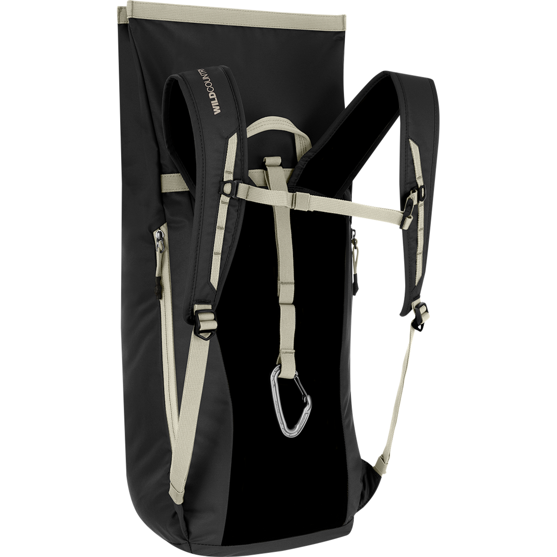 Wild Country Climbing Flow Back Pack - back left angle view roll top onyx