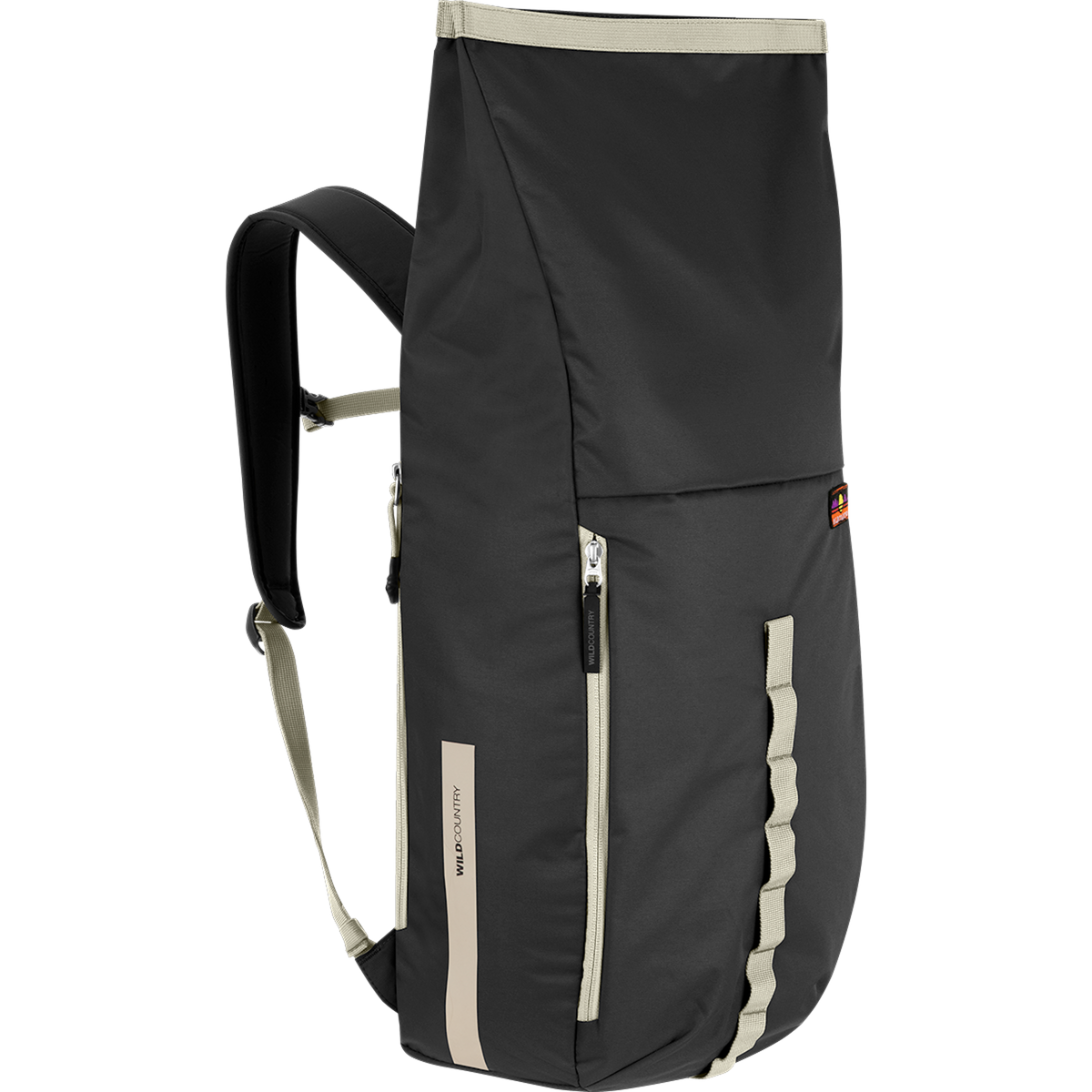 Wild Country Climbing Flow Back Pack - front right angle view roll top onyx