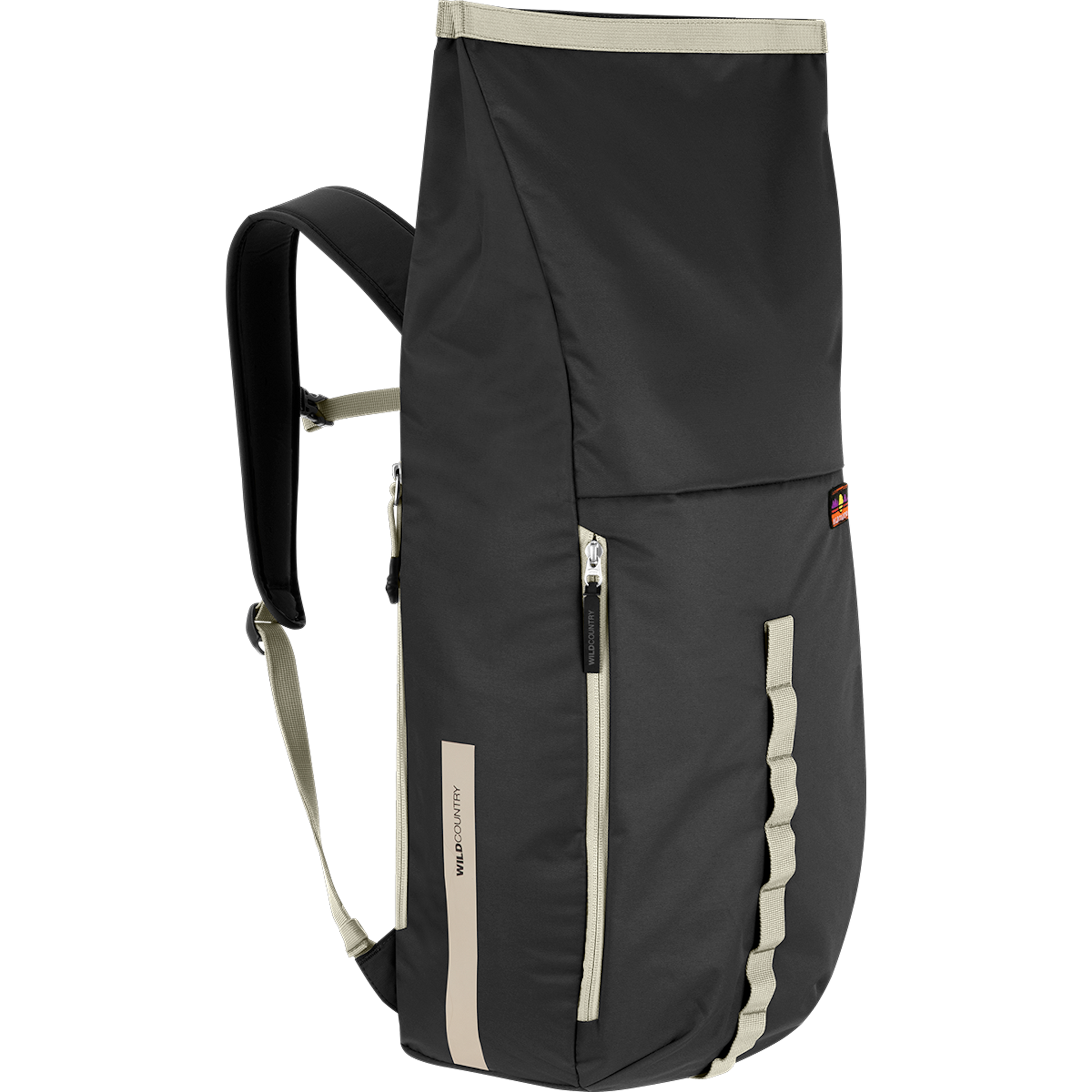 Wild Country Climbing Flow Back Pack - front right angle view roll top onyx