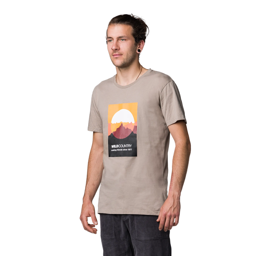 Wild Country Climbing Flow Men's T-Shirt Brindle - Front Angled Fit on Model