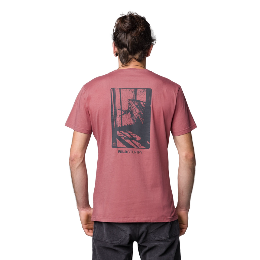 Wild Country Climbing Flow Men's T-Shirt Mallow - Back Fit on Model