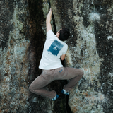 Wild Country Climbing Stamina Women's T-Shirt Moonstone - Model Climbing Rock