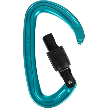 Wild Country Climbing Wildscrew Screwgate Carabiner Black/Turquoise - Open