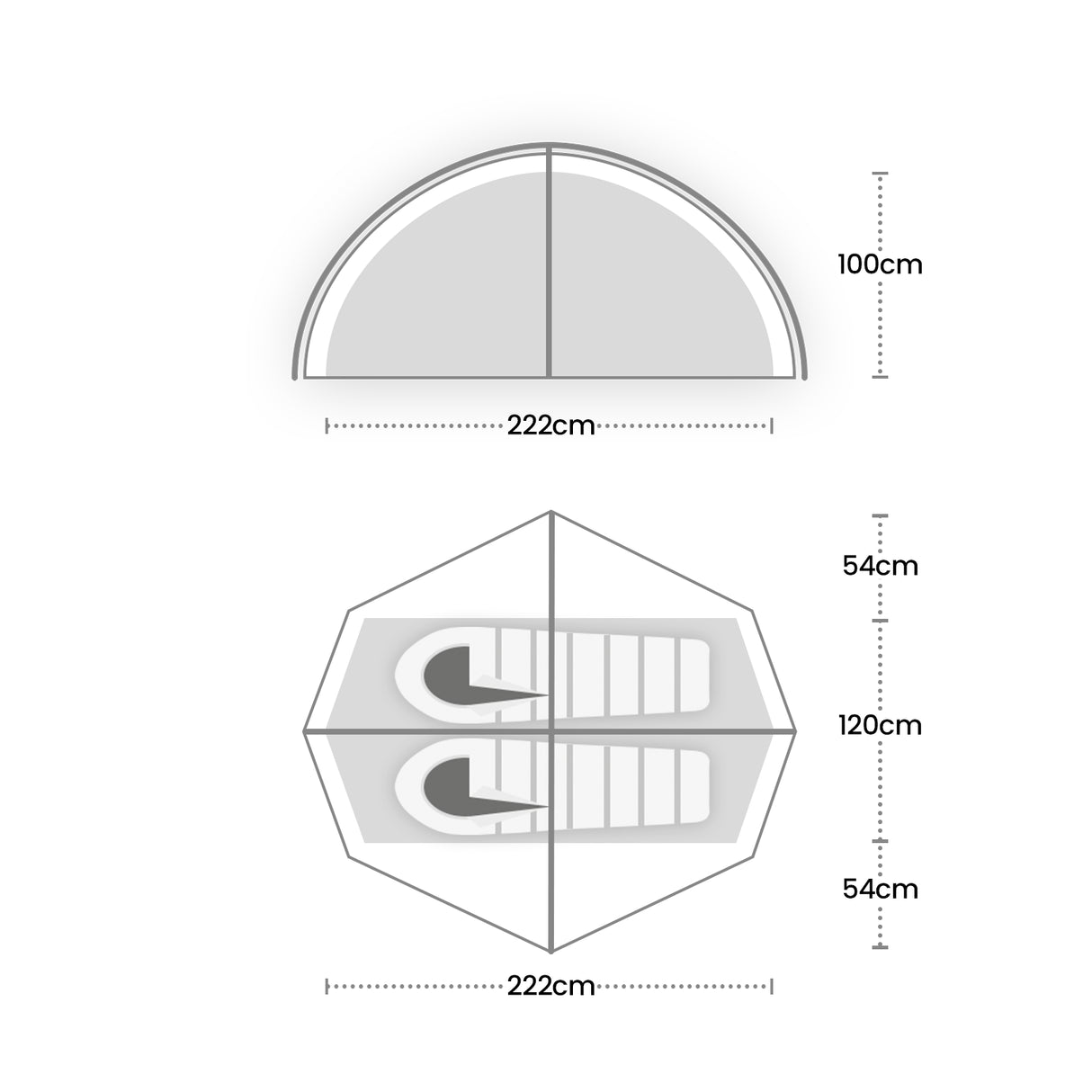 Wild Country Helm Compact 2 Tent Outdoor Action- Floorplan