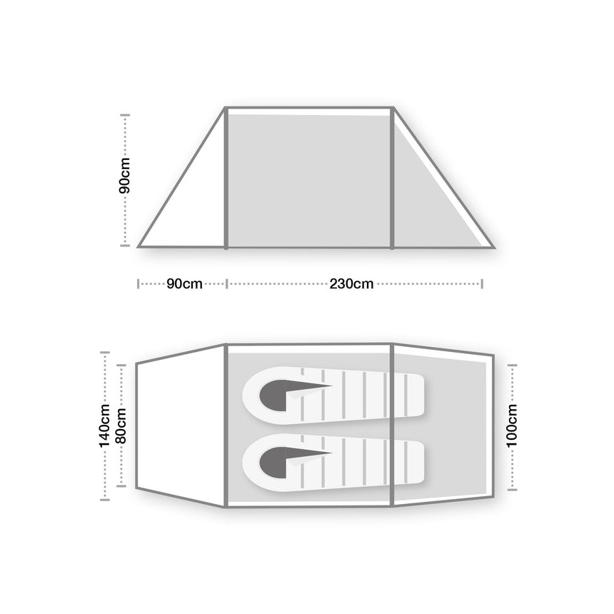 Wild Country Hoolie Compact 2 Tent Outdoor Action- Floorplan