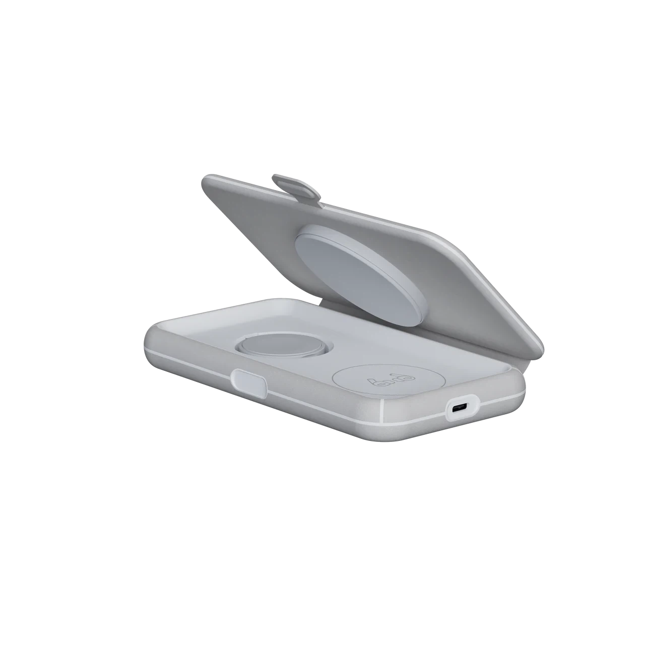 Xtorm Foldable Wireless Travel Charger 3-in-1 - Angled Half Unfolded View