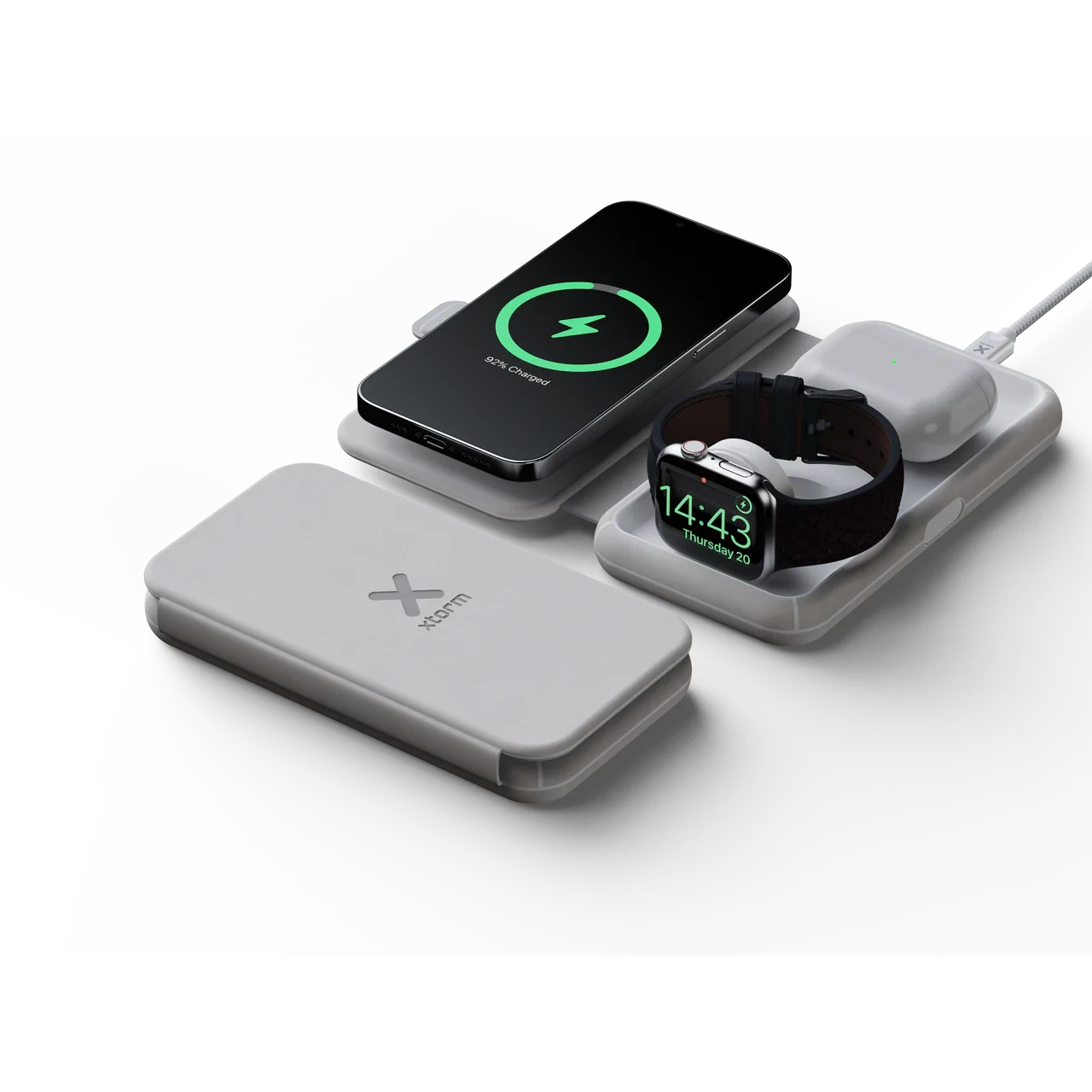 Xtorm Foldable Wireless Travel Charger 3-in-1 - Phone, Watch & Earphones Connected
