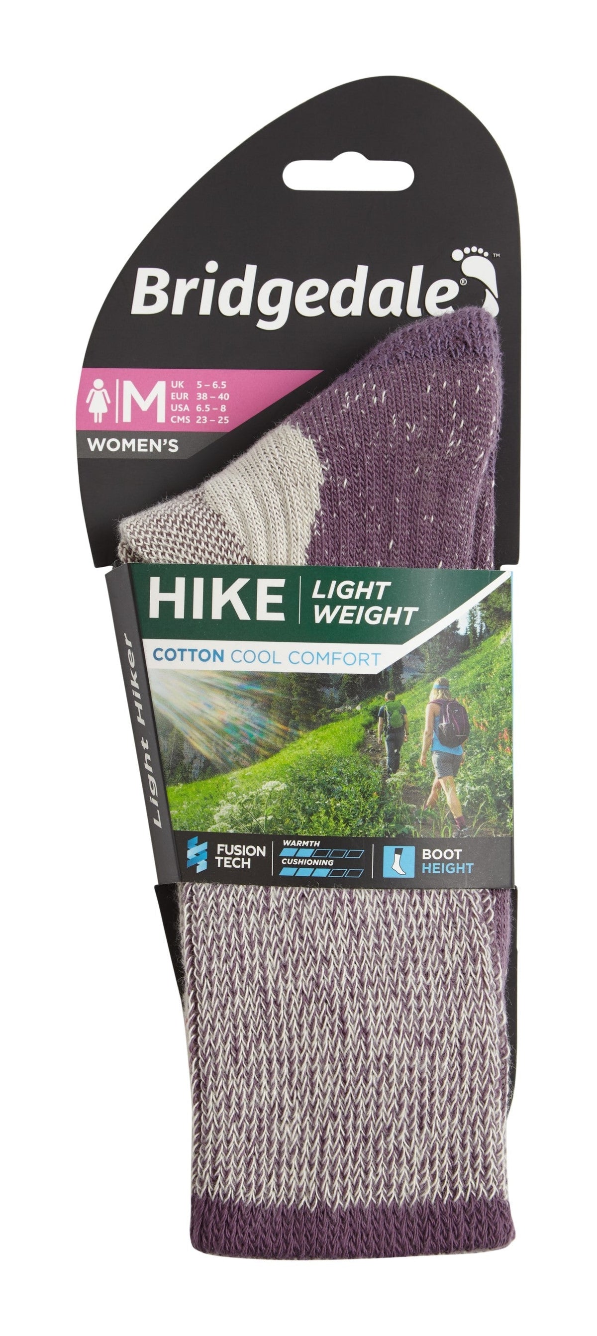 Bridgedale Women's Hike Lightweight Coolmax Comfort Boot Socks in Plum, alternate view 3