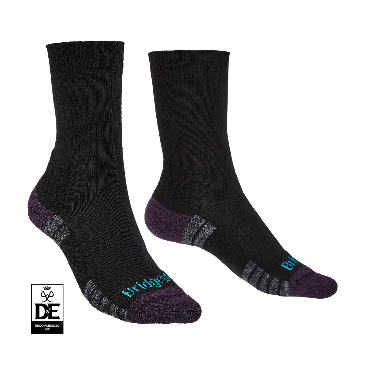 Bridgedale Women's Hike Lightweight Merino Performance Boot Socks in Black/Purple, product view