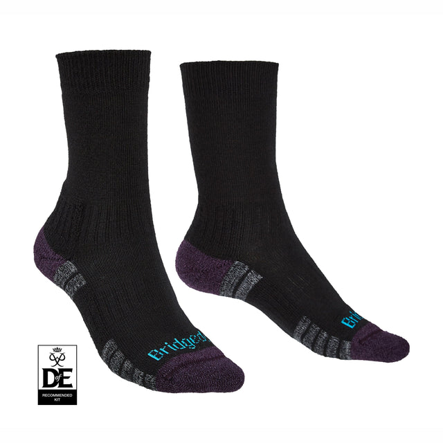 Bridgedale Women's Hike Lightweight Merino Performance Boot Socks in Black/Purple, product view