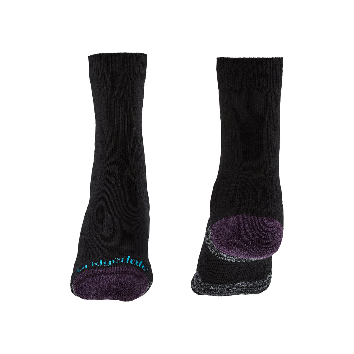 Bridgedale Women's Hike Lightweight Merino Performance Boot Socks in Black/Purple, alternate view 2