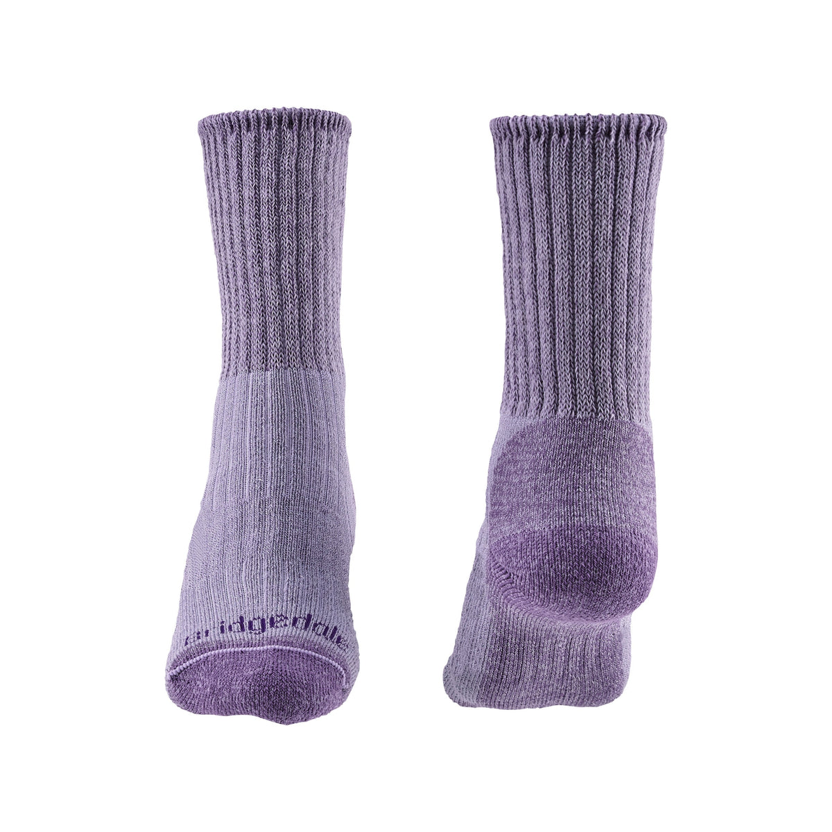 Bridgedale Women's Hike Midweight Merino Comfort Boot Socks in Violet, front and back