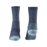 Bridgedale Women's Hike Midweight Merino Comfort Boot Socks in Blue, front and back