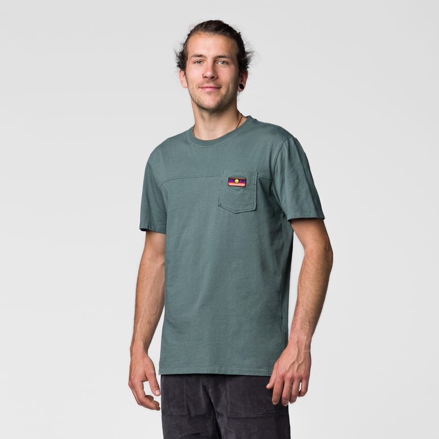 Wild Country Climbing Spotter T-Shirt Man Outdoor Action Marsh - Front Angled Fit on Model