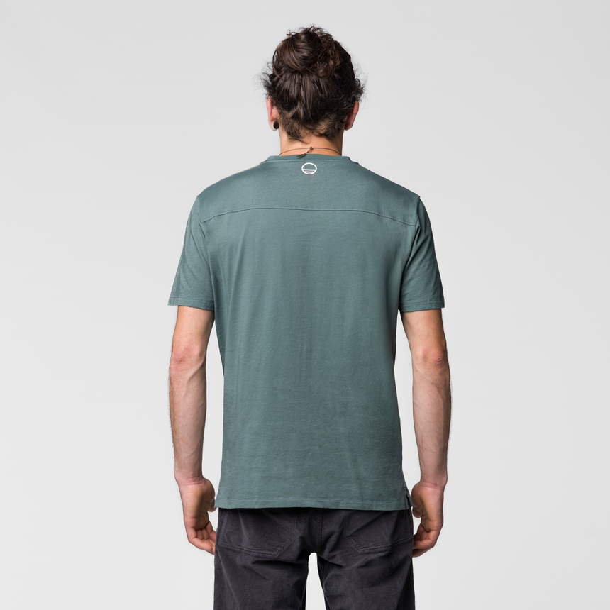 Wild Country Climbing Spotter T-Shirt Man Outdoor Action Marsh - Back Fit on Model