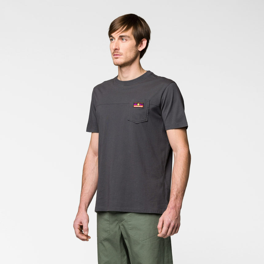 Wild Country Climbing Spotter T-Shirt Man Outdoor Action Onyx - Front Angled Fit on Model