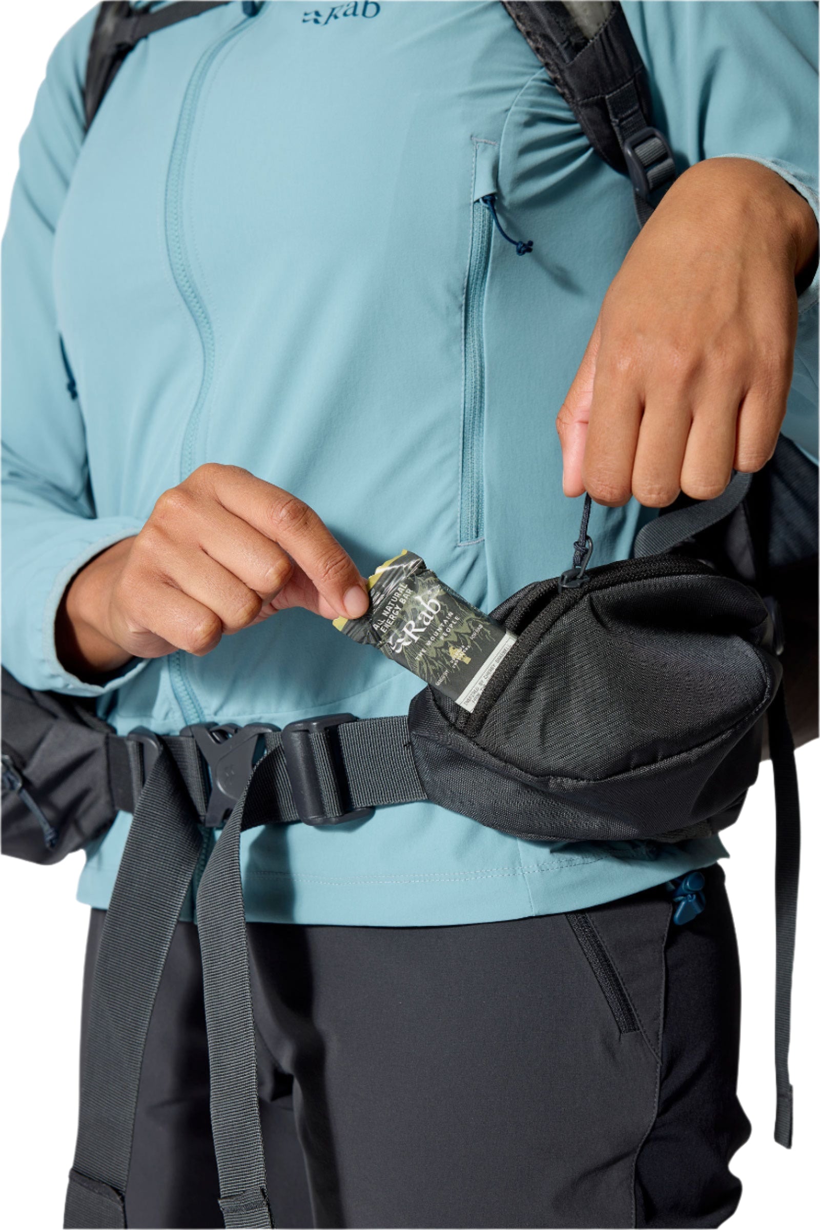 Rab Women's Hyperon ND65L Trekking Pack in Orion Blue/Anthracite - hipbelt pocket