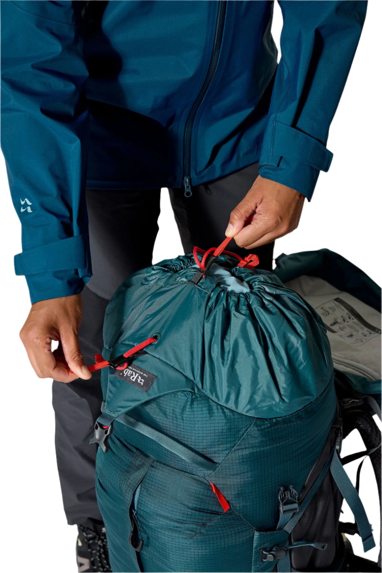 Rab Women's Hyperon ND65L Trekking Pack in Orion Blue/Anthracite - front zipped entry