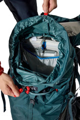 Rab Hyperon 80L Trekking Pack in Orion Blue/Anthracite - roll-top closure, worn