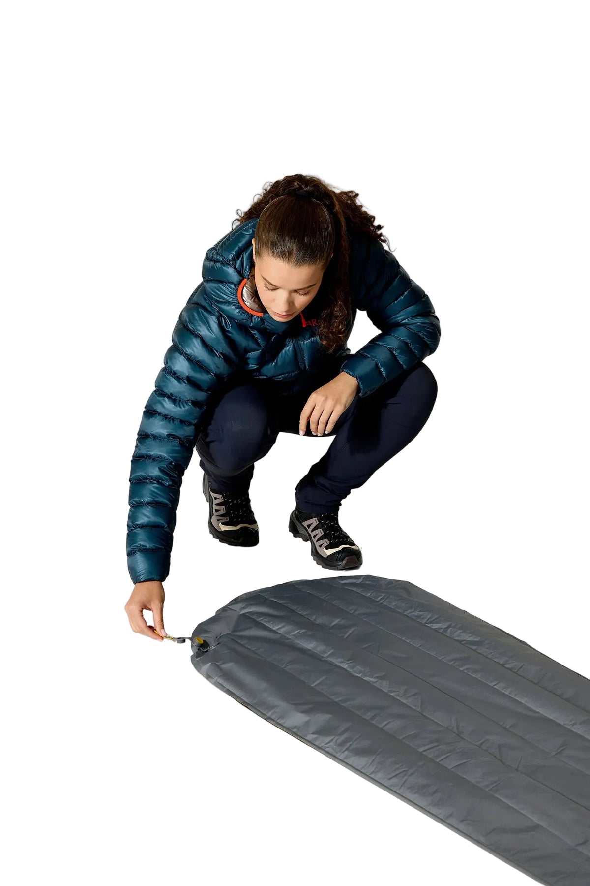 Rab Ionosphere 5 Sleep Mat in Dark Pollen - worn, lifestyle