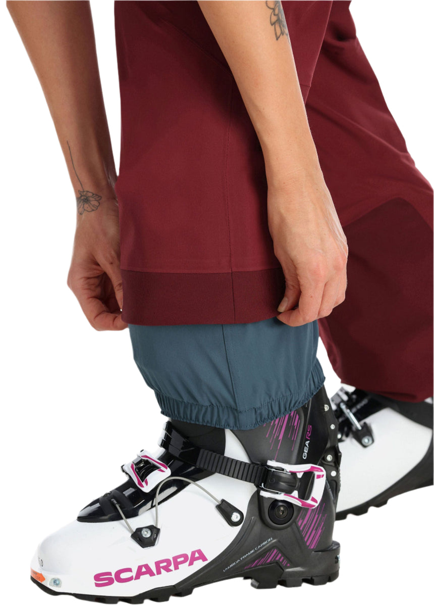 Rab Women's Khroma Kinetic Waterproof Ski Pants in Deep Heather - hem, worn