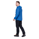 Mountain Equipment Aerofoil Hooded Men's Jacket in Atlantic Blue - side view showing active fit and adjustable hem drawcord