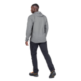 Mountain Equipment Aerofoil Hooded Men's Jacket in Tufa - side view showing active fit and adjustable hem drawcord