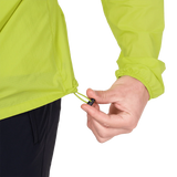 Low bulk elasticated cuff detail on Mountain Equipment Aerofoil Hooded Men's Jacket in Vine Green