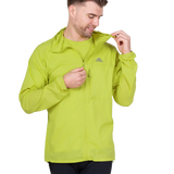 YKK moulded centre front zip detail on Mountain Equipment Aerofoil Hooded Men's Jacket in Vine Green