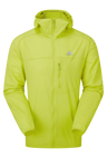 Mountain Equipment Aerofoil Hooded Men's Jacket in Vine Green - front view showing EXOLITE 45 softshell fabric and active fit
