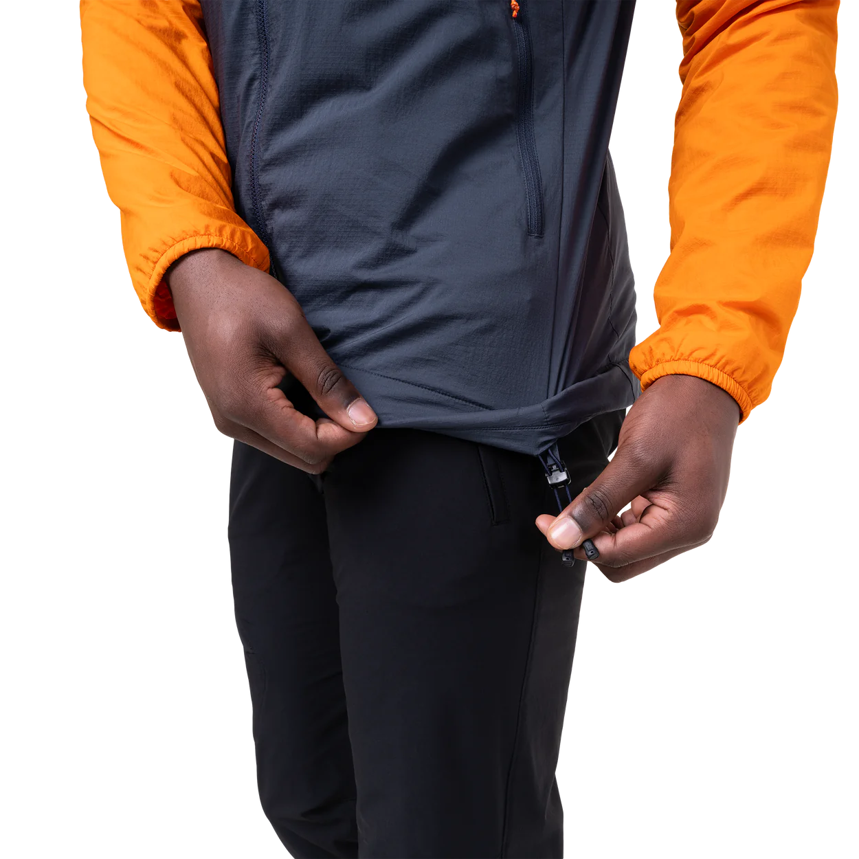 Mountain Equipment Aerotherm Men's Jacket Outdoor Action BlueNights/Ember- Hem Drawcord