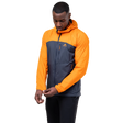 Mountain Equipment Aerotherm Men's Jacket in Blue Nights/Ember - front view showing EXOLITE 45 softshell fabric and active fit