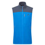 Mountain Equipment Aerotherm Men's Vest in Atlantic/Blue Nights - front view showing EXOLITE 45 softshell fabric and active fit