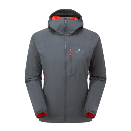 Mountain Equipment Aerotherm Women's Jacket in Blue Nights - front view showing EXOLITE 45 softshell fabric and active fit