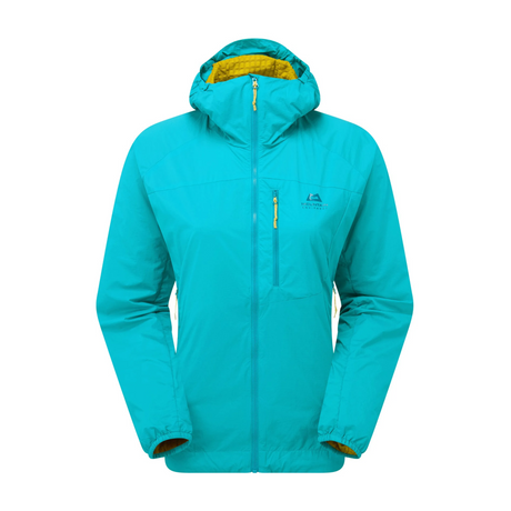 Mountain Equipment Aerotherm Women's Jacket in Jade - back view showing articulated pre-shaped sleeves