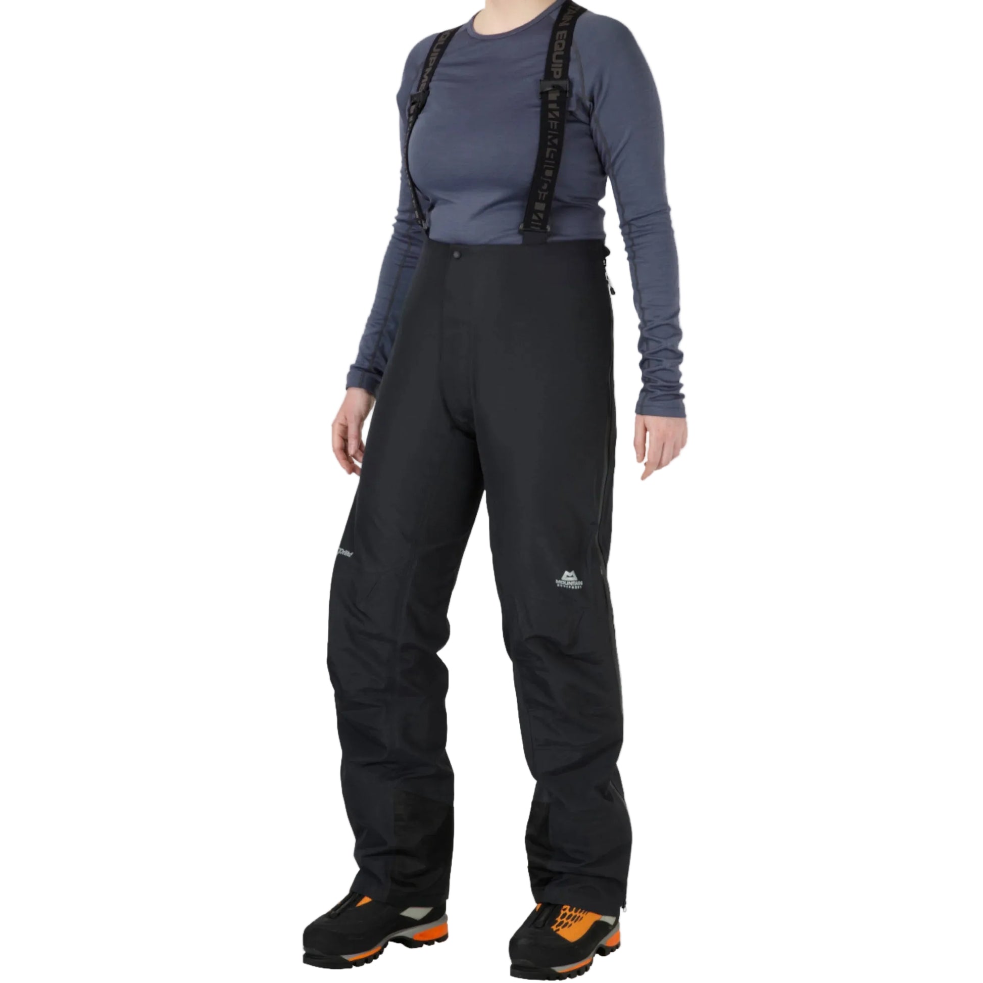 Mountain Equipment Ama Dablam Women's Pant in Black - back view showing fully adjustable braces