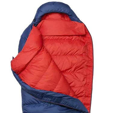 2-baffle anatomically offset foot box detail on Mountain Equipment Classic Eco 300 Sleeping Bag in Dusk