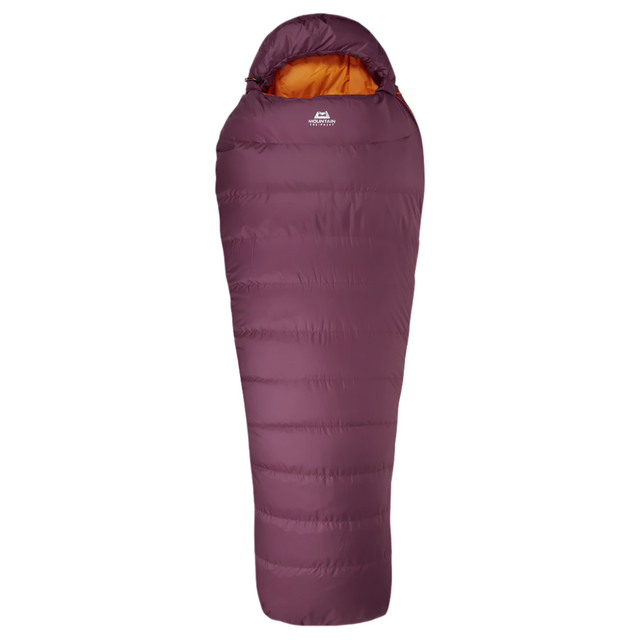 Mountain Equipment Classic Eco 300 Women's Sleeping Bag in Raisin - product preview showing 700+ fill power recycled down and Mountain Fit construction