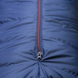 5-baffle hood with drawcord collar and Lode Lock magnetic closure detail on Mountain Equipment Classic Eco 500 Sleeping Bag in Dusk