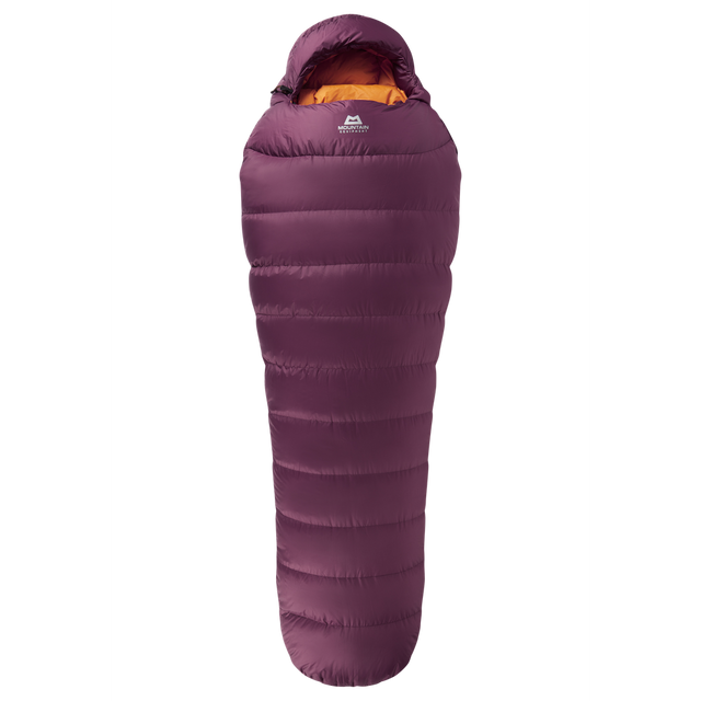 Mountain Equipment Classic Eco 500 Women's Sleeping Bag in Raisin - product preview showing 700+ fill power recycled down and Mountain Fit construction