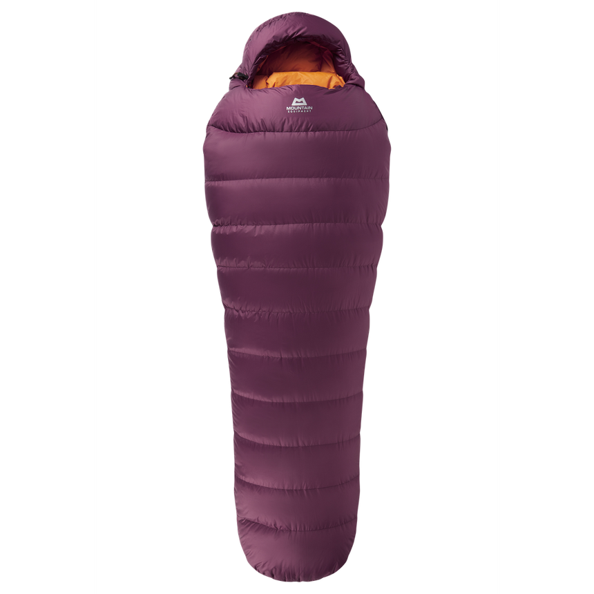 Mountain Equipment Classic Eco 500 Women's Sleeping Bag in Raisin - product preview showing 700+ fill power recycled down and Mountain Fit construction