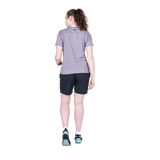 Mountain Equipment Dynamo Women's Short in Blue Nights - left side view showing zipped thigh pocket