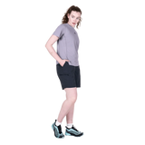 Mountain Equipment Dynamo Women's Short in Blue Nights - right side view showing active fit