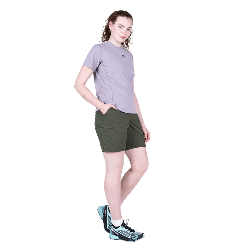 Zipped pocket detail on Mountain Equipment Dynamo Women's Short in Buckthorn