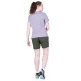 Mountain Equipment Dynamo Women's Short in Buckthorn - right side view showing active fit