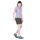 Close-up of stretch waistband with drawcord on Mountain Equipment Dynamo Women's Short in Buckthorn