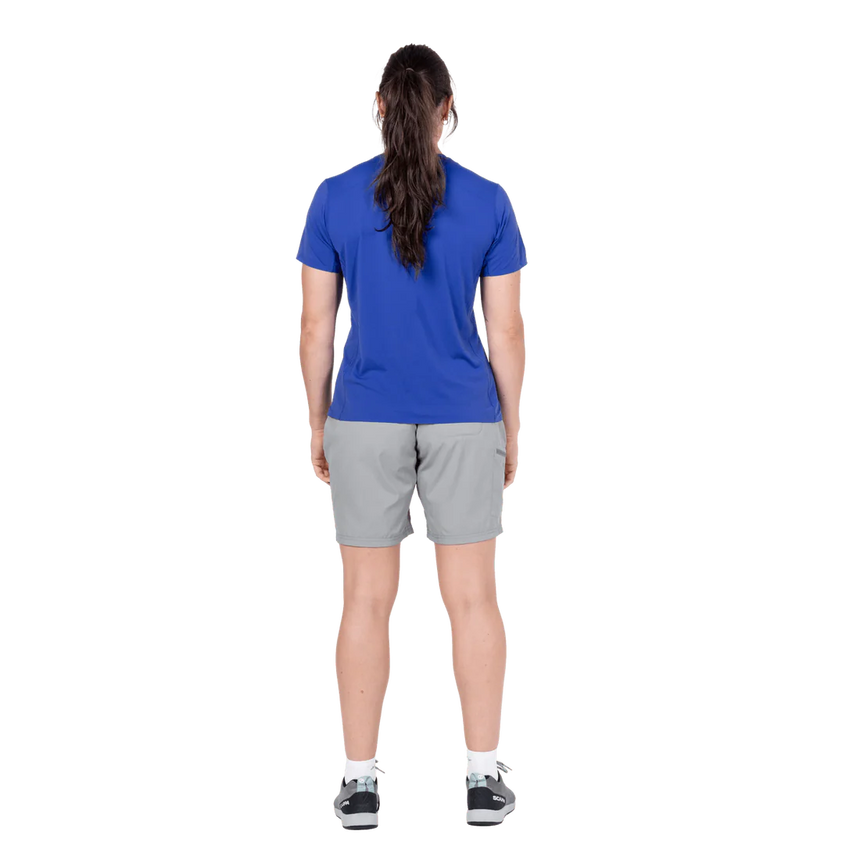 Detail view of Mountain Equipment Dynamo Women's Short in Tufa showing fabric and construction