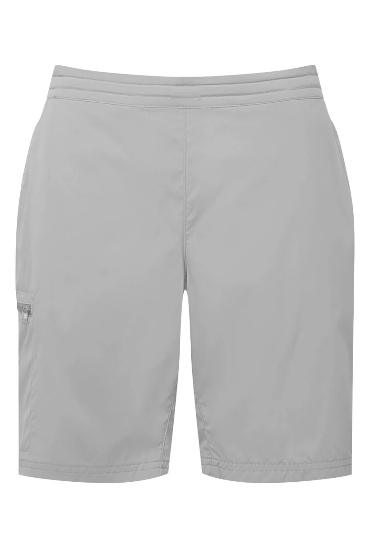 Mountain Equipment Dynamo Women's Short in Tufa - front view showing stretch waistband and hand pockets